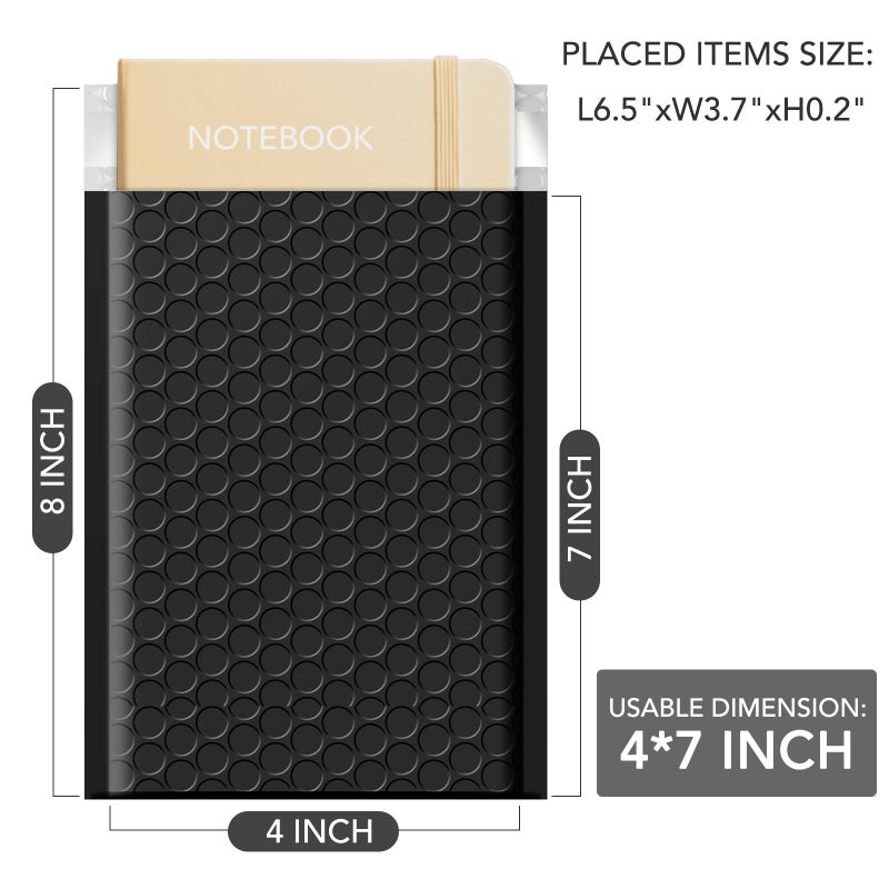 GSSUSA Black Bubble Mailers 4x8 Inches 50 Pack, Usable Size 4X7"" Bubble Envelopes for Small Business, Padded Envelope, Shipping Mailers, Packaging Bags, Mailing Envelopes, Shipping Supplies - Image 2
